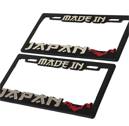 Pair of License Plate Frames for Made In Japan Heavy Duty Plastic 3D Logo