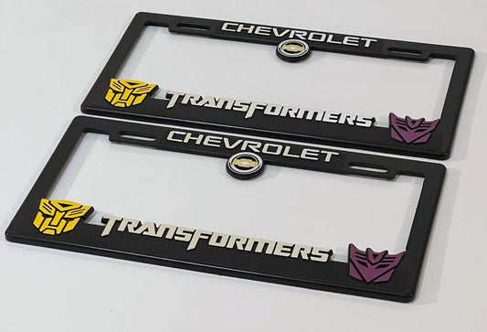 Pair of Chevrolet Transformers License Plate Frames 3D Logo Heavy Duty