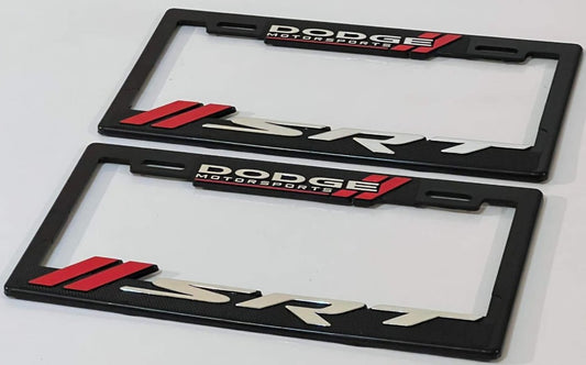 Pair of Dodge SRT License Plate Frames 3D Logo Heavy Duty