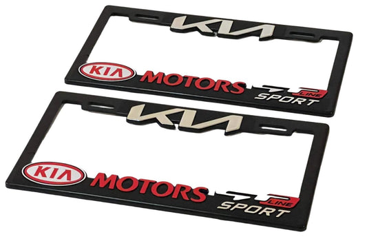 Pair of License Plate Frames for KIA MOTORS GT LINE Heavy Duty Plastic 3D Logo