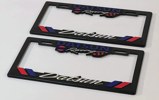 Pair of Datsun Racing License Plate Frames 3D Logo Heavy Duty