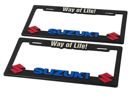 Pair of License Plate Frames Pair for SUZUKI Heavy Duty Hard Plastic High Quality OEM 3D Logo