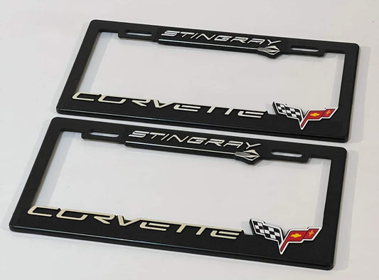 Corvette License Plate Frame Pair Stingray Heavy Duty Plastic