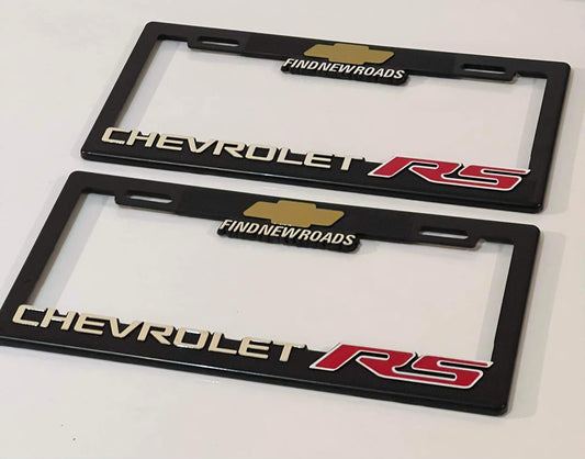 Pair of Chevrolet RS License Plate Frames 3D Logo Heavy Duty