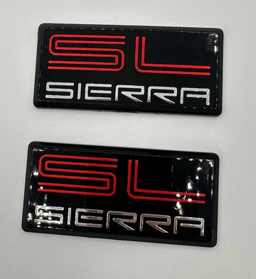 Sierra SL emblem 1500 2500 3500 Pillar Cab Roof Side 88 89 90 91 NEW 2pc