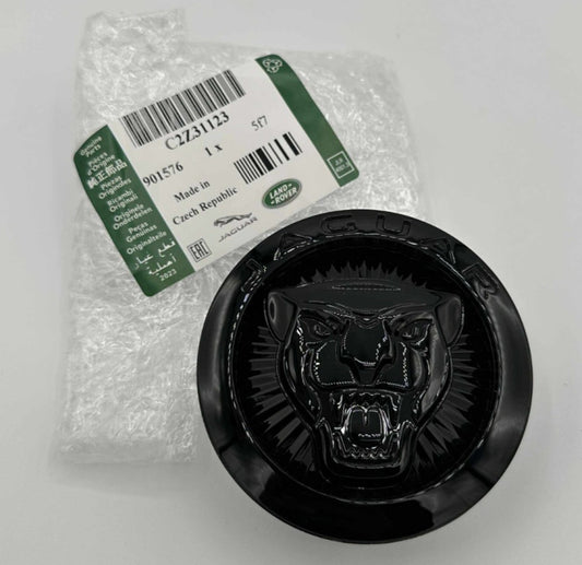 Gloss Black 86MM Growler Radiator Grille Badge Nameplate Emblem For Jaguar
