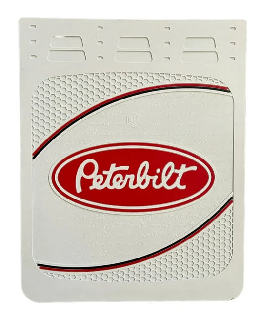 Peterbilt OEM 30" x 24" Red Rubber Mud flaps (2) White/Red Logo FM3050MF-FG Pair