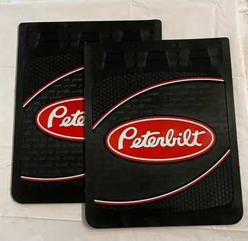 Peterbilt OEM 30" x 24" Red Rubber Mud flaps (2) Black/Red Logo FM3050MF-FG Pair