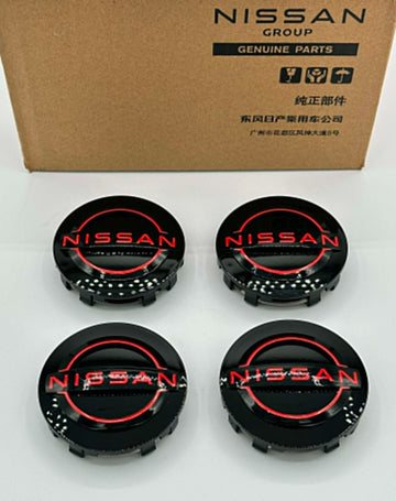 Set of 4 63mm Nissan Rogue Kicks Frontier Wheel Center Hub Caps Black Red 2.5''