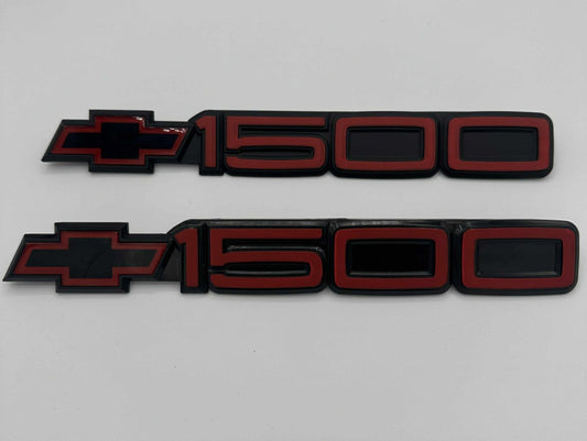 Red Black For 88-99 Silverado Chevy 1500 Bowtie Moulding Door Emblem Badges-PAIR