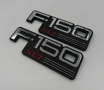 92-97 NEW Ford F-150 XLT 2pc Fender Emblem Nameplate Badge Ornament