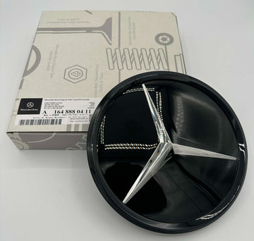 Black Gloss Front Grill Star Badge Mirror Glass Emblem for Mercedes