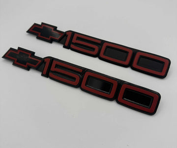Red Black For 88-99 Silverado Chevy 1500 Bowtie Moulding Door Emblem Badges-PAIR