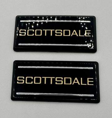 2x 88-98 Scottsdale Roof Pillar Cab Emblem Badge Nameplate Side NEW