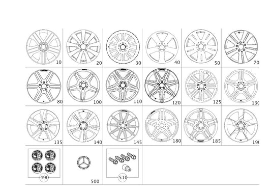MERCEDES-BENZ  A001 990 1607 OEM WHEEL LOCK SET BLACK SHORT A0019901607