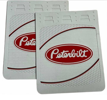 Peterbilt OEM 30" x 24" Red Rubber Mud flaps (2) White/Red Logo FM3050MF-FG Pair
