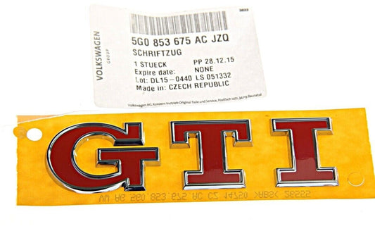 VW Golf Mk7 2013- GTI Rear Red Lettering Badge Emblem 5G0853675ACJZQ